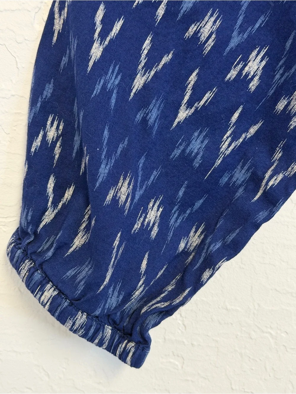 J. Crew Navy Ikat Chevron Split V-Neck Long-Sleeve Blouse